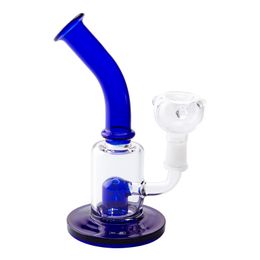 Healthy_Cigarette GB050 Blue Glass Water Bong Dab Rig Smoking Pipe About 18cm Height Bubbler Bongs 14mm Female Dome Bowl Quartz Banger Nail 2 Models