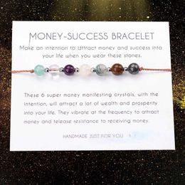 Beaded Hand woven natural stone bead wax thread bracelet rope love chakra crystal charm spiritual luck card gift