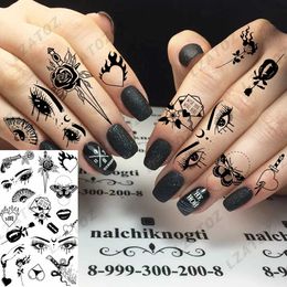 Tattoo Transfer Realistic Eye Flower Temporary Tattoos For Woman Adults Rose Butterfly Tiny Fake Tattoo Sticker 3D Finger Waterproof Tatoos 240426