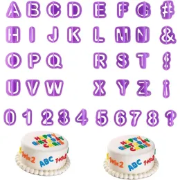 Moulds 40Pcs/set Alphabet Cake Moulds Figure Plastic Letter Fondant Mould Icing Cookie Cutter Number Cake Mould Baking Decorating Tools