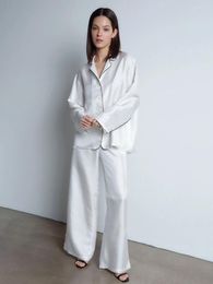 Women's Sleepwear Marthaqiqi Casual Nightwear Suit Long Sleeve Nightgowns Sexy Turn-Down Collar Pants Loose Ladies Nightie Set