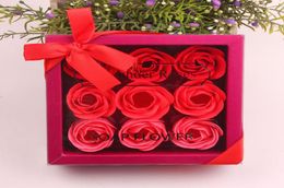 Valentine Day Rose Gift 9 Pcs Soap Flower Rose Box Wedding Mother Day Birthday Day Artificial Soap Rose Gift GGE382828925226