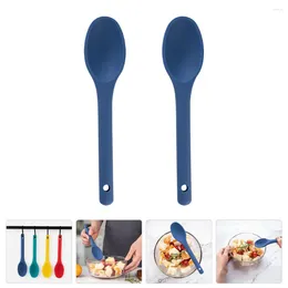 Spoons 2 Pcs Silicone Spoon Soup Cooking Mixing Canteen Rice Ladle Salad Supplies