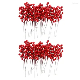 Christmas Decorations 40 Pack 8Inch Artificial Red Berries Stems For Tree Ornaments DIY Xmas Wreath Holiday And Home Decor