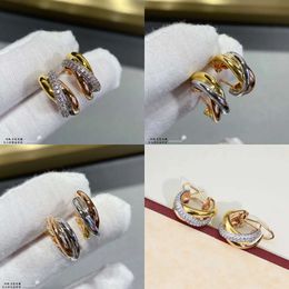 Jewelery Designer Large White, Rose and Yellow Gold Trinity Earring Brand for Womens Wedding Engagement Gift with Box Br Original Quality