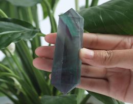 HJT whole sell New crystal point natural fluorite point quartz reiki healing crystal Cure chakra stone wands for selling2937872