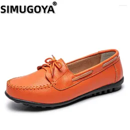 Casual Shoes SIMUGOYA 2024 Women Genuine Leather Women's Flat Loafers Slip On Flats Moccasins Lady Driving