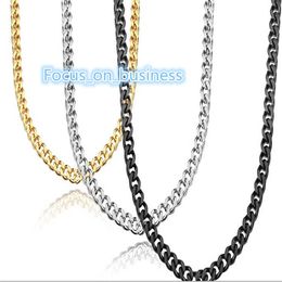 Plating 18k Womens Gold Necklace Stainless Steel Chain Neck Chains Stainless Steel Link Curb Chain Man Necklace For Men