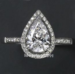 choucong Pear cut shape 5A Zircon Cz 925 Sterling Silver Engagement Wedding Ring Sz 511 Gift S1810160750821244504438