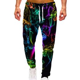 Rainbow Smoke Loose Camo Track Gym Sweat Pants Men Hip Hop 3D Print Sport Jogger Casual Trousers Drawstring Sweatpants Clothing 240422