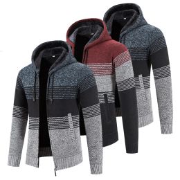 Jackets Autumn Winter Warm Cardigan Male Thick Knit Sweaters Fleece Coat Man ZipUp Jacket Knitted Jumper Hooded Sweatshirt Men Clothing