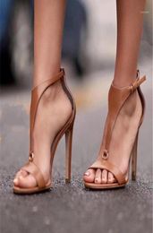 2020 Summer Women 11cm High Heels Leather Sandals Female Fetish Brown Heels Shoe Lady T Strap Sexy Platform Pumps19712792
