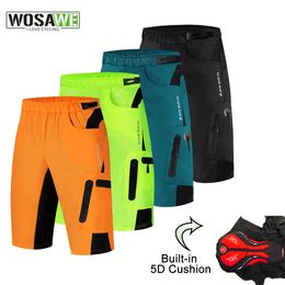 WOSAWE Mens Cycling Shorts Mountain Bike Shockproof 5D Padded Shorts Lightweight Loose Fit Cycling Shorts Riding Trousers240417