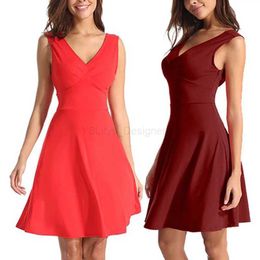 Urban Sexy Dresses Elegant Dress Women V Neck Sexy Short Dresses Summer Red Robe Black Gown Sleless Streetwear Fashion Outfit Fe Clothing d240427