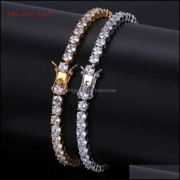 Tennis Bracelet Woman Tennis Bracelets Jewelry 5mm 4mm M Iced Out Diamond Bracelet Zirconia Triple Lock Hiphop 1 Row Cubic Mens Drop Delivery 2021 87ghn 4529