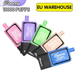Europe Warehouse Feemo 10000 PUFF VAPER Disposable Vape E Cigarettes Pen LCD screen Mesh Coil Prefilled-Pod 10K PUFFS Rechargeable Battery Shishi Pen 10 Flavors