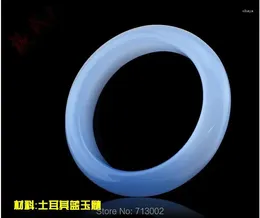 Decorative Figurines Nature Blue Chalcedony Bracelet Beautiful Bangle