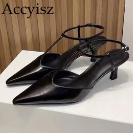 Casual Shoes Spring Autumn Pointed Lacquer Leather Low Heel Sandals Retro Hollow Out Ankle Strap High Heels Versatile British Single Shoe