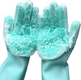 Gloves Dishwashing Cleaning Gloves Magic Silicone Rubber Dish Washing Gloves for Household Sponge Scrubber Kitchen Cleaning Tools