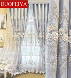 Korean Curtains for Living Room European Style Embroidered Sheer Curtain for Dining Room Bedroom Luxury Tulle Elegant Door 2205177315850