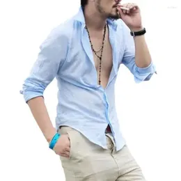 Men's Casual Shirts Thin Water Washed Linen Pure Cotton Long Sleeved Shirt