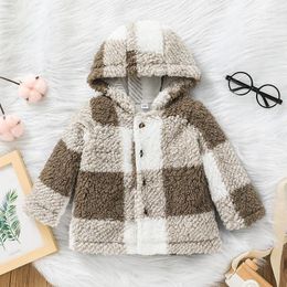 Jackets Autumn Spring Toddler Little Girls Clothing Fashion Plaid Kids Boys Casual Hooded Top Baby Children Winter Warm Coat TZ379