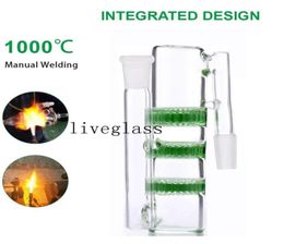 Green 3 Layers Honeycomb Percolator Hookahs Shisha Recycler Ash Catcher 14mm 18 mm Joints For Glass Water Beakers Bongs Dab Oil Ri9809965