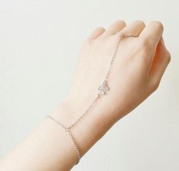 Charm Bracelets Stainless Steel Hand Chain Bracelet Shaped Slave CZ Dainty Handchain Gift For HerCharm9781851