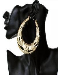 Whole Gold Large Big Metal Circle Bamboo Hoop Earrings for Women Jewellery fashion hip hop exaggerate earrings 4272343