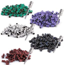 Bits 50/100Pcs Sanding Cap Bands Electric Manicure Machine Nail Drill Bits Pedicure Caps Polish Gel Removal Cutters Nails Heads Files