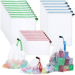 Shopping Bags Kf-Toy Storage Organisation Mesh Bag Organiser Washable Reusable Produce For Playroom Game