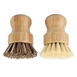 Cleaning Brushes Dish Scrub Bamboo Kitchen Wooden Scrubbers For Washing Cast Iron Pan Pot Natural Sisal Bristles Fy5090 Bers Drop Deli Otrwd