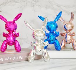 25cm Balloon Rabbit Art Figurine Craft Shiny Balloon Dog Statue Home Decoration Accessories Xmas Gift Resin Crafts8401130