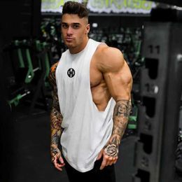 Men's Tank Tops Muscle mens gym clothing exercise vest fitness low cut arm hole vest muscle vest single piece active vestL2404