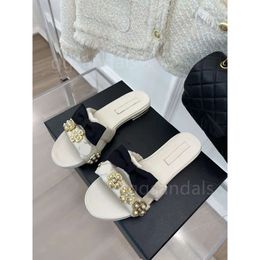 Most beautiful slippers mules rich flower slippers black pearl diamond buckle slides sandals best looking slipper size 35-41
