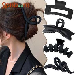 Hair Clips Barrettes Matte black hair clip suitable for womens fashion elegant French large claw girls Korean