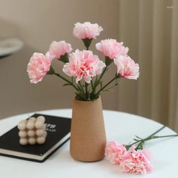 Decorative Flowers Artificial Carnation Single Branch Realistic Simulation Silk Flower Mother's Day Gifts Home Party Room Decoration Props