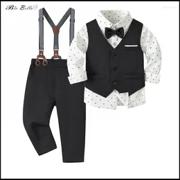 Clothing Sets Biobella Kids Wedding Xmas Boy Formal Handsome TShirt Tie Trouser Set For Boys Children Christmas Show Perform Costumes