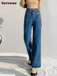 Women's Jeans Cotvotee Baggy Women Wide Leg Pants Straight Slouchy High Waist Fashion Vintage Loose Denim Y2k Flare