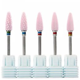 Bits Pink Ceramic Milling Cutters For Manicure, Equipment Tools Removing Gel Polish Electric Nail Drill Bits