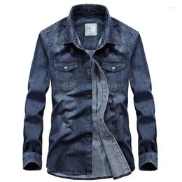 Men's Casual Shirts Long Sleeved In Spring And Autumn Cotton Oversized Lapel Denim Fashionable Youth Trend