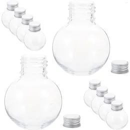 Vases 10 Pcs Transparent Spherical With Caps Beverage Container Milk Juice Coffee The Pet Plastic Party