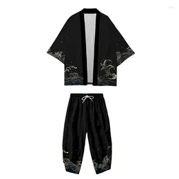 Ethnic Clothing Traditional Kimono Japanese Casual Cardigan Men Cosplay Haori Fashion Print Two-piece Suit Yukata Women Harajuku Asian