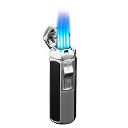 Hot Sale Windproof Butane Jet Torch Four Flame Refillable Without Gas Lighters with A Gift Box