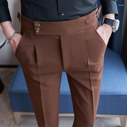 Men's Suits Men Suit Pants Spring Elastic Waist Solid Slim Fit Dress Office Business Casual Trousers High Quality Clothing 38-28