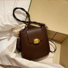 Bag Vintage Fashion Female Solid Colour Bucket 2024 Quality PU Leather Women Designer Handbag High Capacity Shoulder Messenger