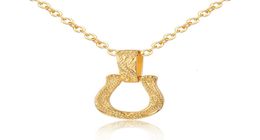 pendant Popular Ushaped horseshoe Necklace embossed copper goldplated8045219