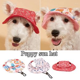 Dog Apparel Cartoon Fashion Hat With Ear Holes Outdoor Sun Princess Cap Round Dogs Adjustable Pet For Small Medium