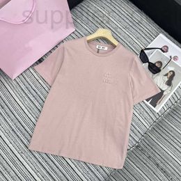 Women's T-Shirt designer Spring and Summer New Nanyou Miu Simple Generous Loose Leisure Lazy Letter Sticker Embroidered Round Neck Short Sleeve T-shirt 1PYO