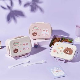 Bento Boxes Cute bento lunch box school heater portable plastic container suitable for children and girls bread sand food company Q240427